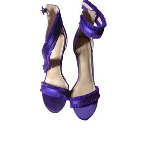 Pre-owned "Shoe Republic LA"‎ Purple Satin Fringed Heels-Sandals Size 10 Women